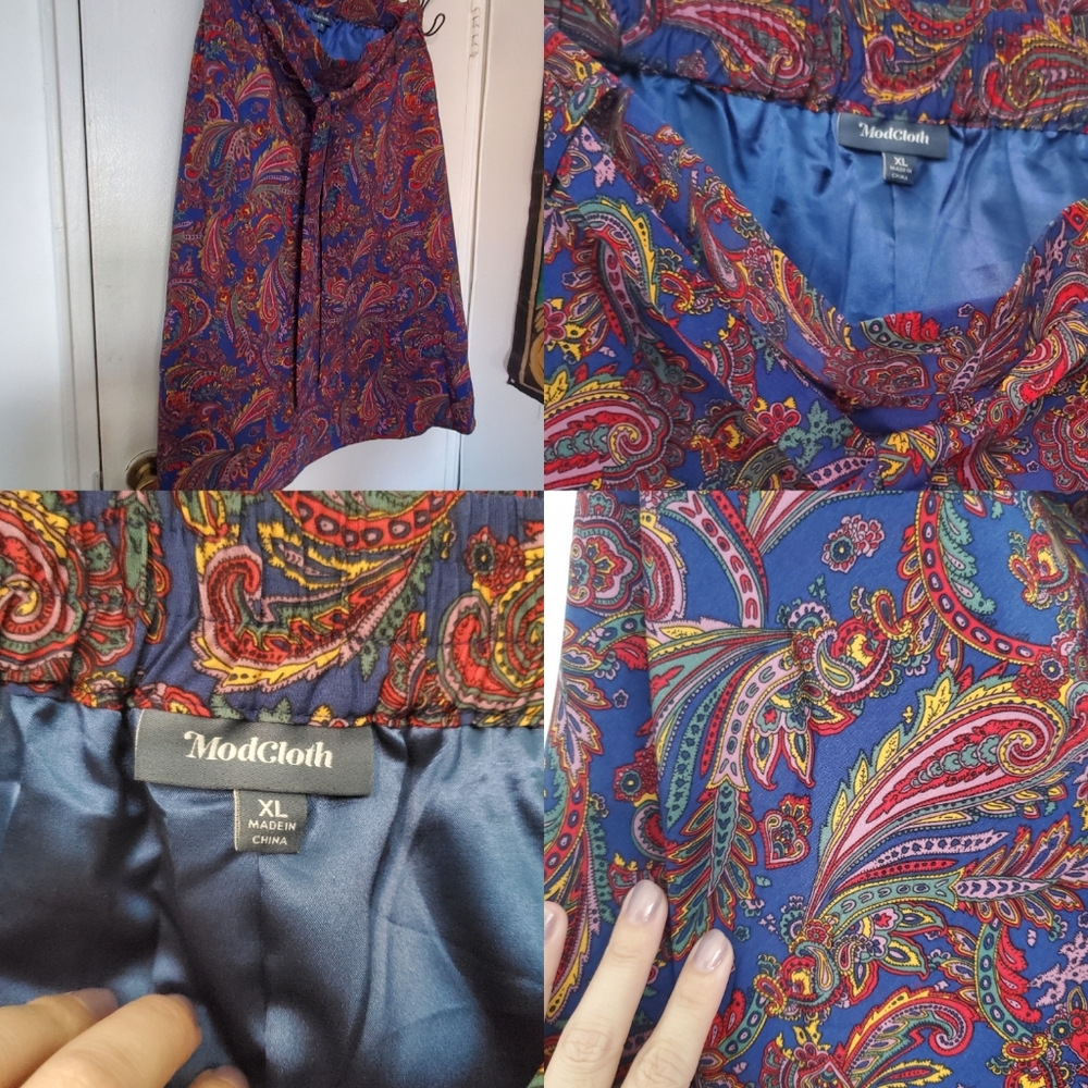 Modcloth Retro Paisley Skirt with Hidden Pockets-XL NWOT